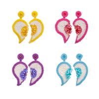 asymmetrische oorbellen, Seedbead, met pailletten, Hart, handgemaakt, mode sieraden & voor vrouw, meer kleuren voor de keuze, 75x35mm, Verkocht door pair