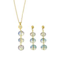 Crystal Jewelry Sets earring & necklace 316L Stainless Steel with Crystal Vacuum Ion Plating 2 pieces & fashion jewelry & for woman two different colored Length 18.5 Inch Sold By Set