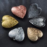 Messing Locket Vedhæng, Heart, forgyldt, mode smykker, flere farver til valg, nikkel, bly & cadmium fri, 39.80x42.30mm, Solgt af PC