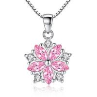 Crystal Necklace Brass with Crystal Flower platinum plated box chain & micro pave cubic zirconia & for woman Length Approx 17.7 Inch Sold By PC