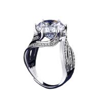 Strass vinger Ring, Messing, geplatineerd, verstelbaar & voor vrouw & met strass, Maat:6-8, Verkocht door PC