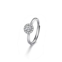 Rhinestone Finger Ring Brass Flower Bud platinum plated adjustable & for woman & with rhinestone Sold By PC