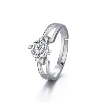 Strass vinger Ring, Messing, geplatineerd, verstelbaar & voor vrouw & met strass, meer kleuren voor de keuze, 6.50mm, Verkocht door PC