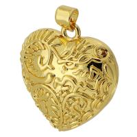Mässing Hjärta Hängen, guldfärg pläterade, mode smycken & DIY, gyllene, 24x25x6mm, Hål:Ca 3mm, Säljs av PC
