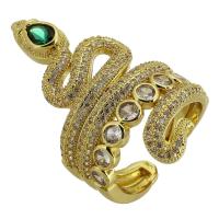 Cubic Zirconia Micro Pave Brass Ring Snake gold color plated fashion jewelry & micro pave cubic zirconia & for woman two different colored 38mm Approx 3mm US Ring Sold By PC