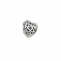 Zinc Alloy Heart Beads antique silver color plated vintage & DIY nickel lead & cadmium free Approx Sold By Bag