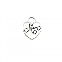 Zinc Alloy Heart Pendants antique silver color plated DIY nickel lead & cadmium free Approx 4mm Approx Sold By Bag
