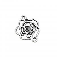 Flower Zinc Alloy Connector Rose antique silver color plated vintage & DIY & 1/1 loop & hollow nickel lead & cadmium free Approx Sold By Bag