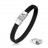 PU Leather Cord Bracelets with 304 Stainless Steel fashion jewelry & Unisex & with letter pattern Length Approx 8 Inch Sold By PC