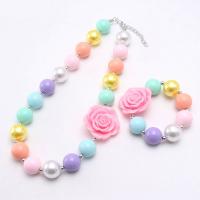 Children Jewelry Set Acrylic with Plastic Pearl & Zinc Alloy with 2.36inch extender chain handmade Girl & fashion jewelry 20mm Length Approx 17.71 Inch Sold By Set