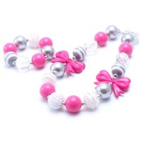 Children Jewelry Set Acrylic with Plastic Pearl & Zinc Alloy with 2.36inch extender chain handmade Girl & fashion jewelry 30*42mm 20mm Length Approx 16.14 Inch Sold By Set