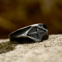 Titanium Steel Finger Ring Cross Antique finish vintage & for man black US Ring Sold By PC