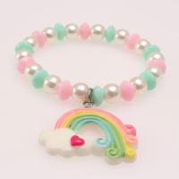 Children Bracelet & Bangle Acrylic with Resin & Plastic Pearl plated fashion jewelry 8mm Length Approx 6.29 Inch Sold By PC