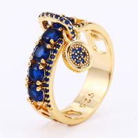 Brass Finger Ring plated & micro pave cubic zirconia & for woman nickel lead & cadmium free US Ring Sold By PC