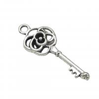 Zinc Alloy Key Pendants antique silver color plated vintage & DIY & hollow nickel lead & cadmium free Approx Sold By Bag