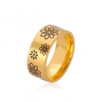 Stainless Steel Finger Ring 304 Stainless Steel Flower Vacuum Ion Plating Unisex US Ring Sold By PC