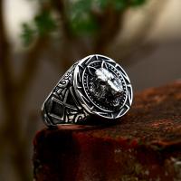 304 Stainless Steel Finger Ring Wolf polished vintage & for man US Ring Sold By PC