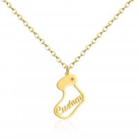Stainless Steel Jewelry Necklace 304 Stainless Steel with 1.97inch extender chain Christmas Sock 18K gold plated Each custom text must be less than 10 letters   Christmas Design   fashion jewelry   Unisex   with rhinestone Length Approx 17.72 Inch Sold By PC
