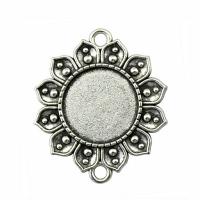Zinc Alloy Connector Setting Flower antique silver color plated vintage & DIY & 1/1 loop nickel lead & cadmium free 18mm Sold By PC