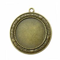 Zinc Alloy Pendant Cabochon Setting Round antique bronze color plated vintage & DIY nickel lead & cadmium free 30mm Sold By PC