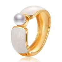 Zinc Alloy Bangle with Plastic Pearl gold color plated for woman & enamel nickel lead & cadmium free Sold By PC