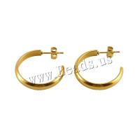 Stainless Steel Stud Earrings 304 Stainless Steel Round Vacuum Ion Plating for woman golden 23mm Sold By Pair