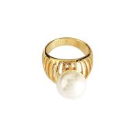 Brass Finger Ring with Freshwater Pearl plated fashion jewelry & for woman 21mm US Ring Sold By PC