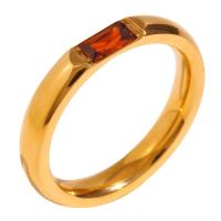 acero inoxidable 316L anillo, chapado en oro de 18 K, diverso tamaño para la opción & micro arcilla de zirconia cúbica & para mujer, más colores para la opción, tamaño:6-8, Vendido por UD