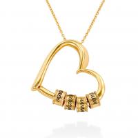 Stainless Steel Jewelry Necklace 304 Stainless Steel with 1.97inch extender chain Heart 18K gold plated Each custom text must be less than 10 letters & Mother Day Jewelry & for woman Length Approx 17.72 Inch Sold By PC