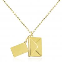 Stainless Steel Jewelry Necklace 304 Stainless Steel with 1.97inch extender chain Envelope 18K gold plated Each custom text must be less than 10 letters   fashion jewelry   Unisex Length Approx 18 Inch Sold By PC