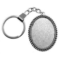 Zinc Alloy Pendant Cabochon Setting Oval antique silver color plated vintage & DIY nickel lead & cadmium free Sold By PC