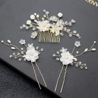 Mixed Hair Accessories Zinc Alloy hair comb & hair stick three pieces & fashion jewelry & for woman golden nickel lead & cadmium free 130mm Sold By Set