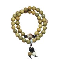 Wrist Mala Green Sandalwood Double Layer & folk style & Unisex 8mm 11mm Length Approx 6 Inch Sold By PC