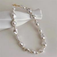 Collar de perlas de plástico, Perlas plásticas, con Partículas de acero, Joyería & para mujer, Blanco, longitud aproximado 42 cm, Vendido por UD