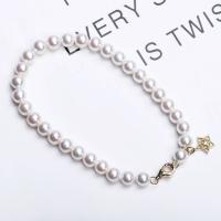 Freshwater Cultured Pearl Bracelet Freshwater Pearl with Brass handmade fashion jewelry & for woman white 5-6mm Length Approx 7.5 Inch Sold By PC