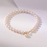 Sötvatten odlade Pearl Bracelet, Freshwater Pearl, med Mässing, mode smycken & för kvinna, vit, 5-6mm, Längd Ca 6.69 inch, Säljs av PC