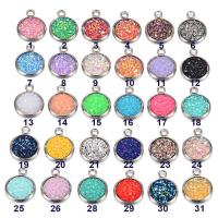 Titanium Steel Pendants with Resin Flat Round DIY 12mm Sold By PC
