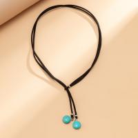 Fashion Turquoise Necklace Velveteen with turquoise handmade fashion jewelry & for woman black nickel lead & cadmium free Length Approx 17.7 Inch Sold By PC