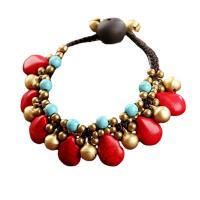 Fashion Turquoise Bracelets Brass with turquoise & Wax Cord Bohemian style & for woman Length Approx 7.3 Inch Sold By PC