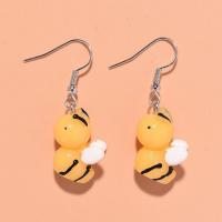 Resin Earring Bee handmade fashion jewelry & for woman 17*36mm Approx Sold By Lot