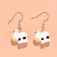 Resin Earring Cow handmade fashion jewelry & for woman 17*36mm Approx Sold By Lot