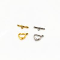 Stainless Steel Toggle Clasp 304 Stainless Steel Heart Vacuum Ion Plating 2 pieces & DIY Sold By Set