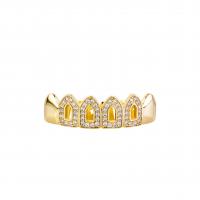 Dental Grills Brass plated Unisex & micro pave cubic zirconia & hollow Sold By PC