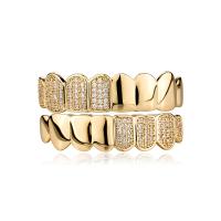 Dental Grills Brass plated Unisex & micro pave cubic zirconia Sold By PC