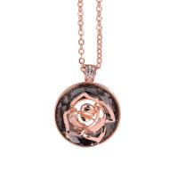 Zinc Alloy Sweater Chain Necklace rose gold color plated fashion jewelry & for woman & with rhinestone nickel lead & cadmium free 38mm Length Approx 75 cm Sold By PC