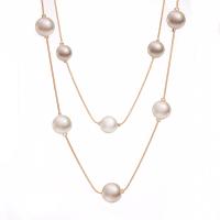 Zinklegierung Pullover Halskette, mit Kunststoff Perlen, plattiert, Doppelschicht & Modeschmuck & für Frau, keine, frei von Nickel, Blei & Kadmium, Länge ca. 65 cm, verkauft von PC