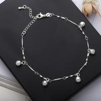 Brass Anklet with 1.97inch extender chain silver color plated fashion jewelry & for woman nickel lead & cadmium free Length Approx 7.87 Inch Sold By PC