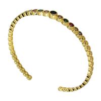 Mosiądz bransoletki, Platerowane w kolorze złota, biżuteria moda & mikro utorować cyrkonia & dla kobiety, bez zawartości niklu, ołowiu i kadmu, 5mm, średnica wewnętrzna:około 54mm, sprzedane przez PC