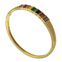 Brass Bracelet & Bangle, gold color plated, fashion jewelry & micro pave cubic zirconia & for woman, nickel, lead & cadmium free, 57*53mm,7mm, Sold By PC