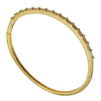 Brass Bracelet & Bangle, gold color plated, fashion jewelry & micro pave cubic zirconia & for woman, nickel, lead & cadmium free, 57*51mm,2.5mm, Sold By PC